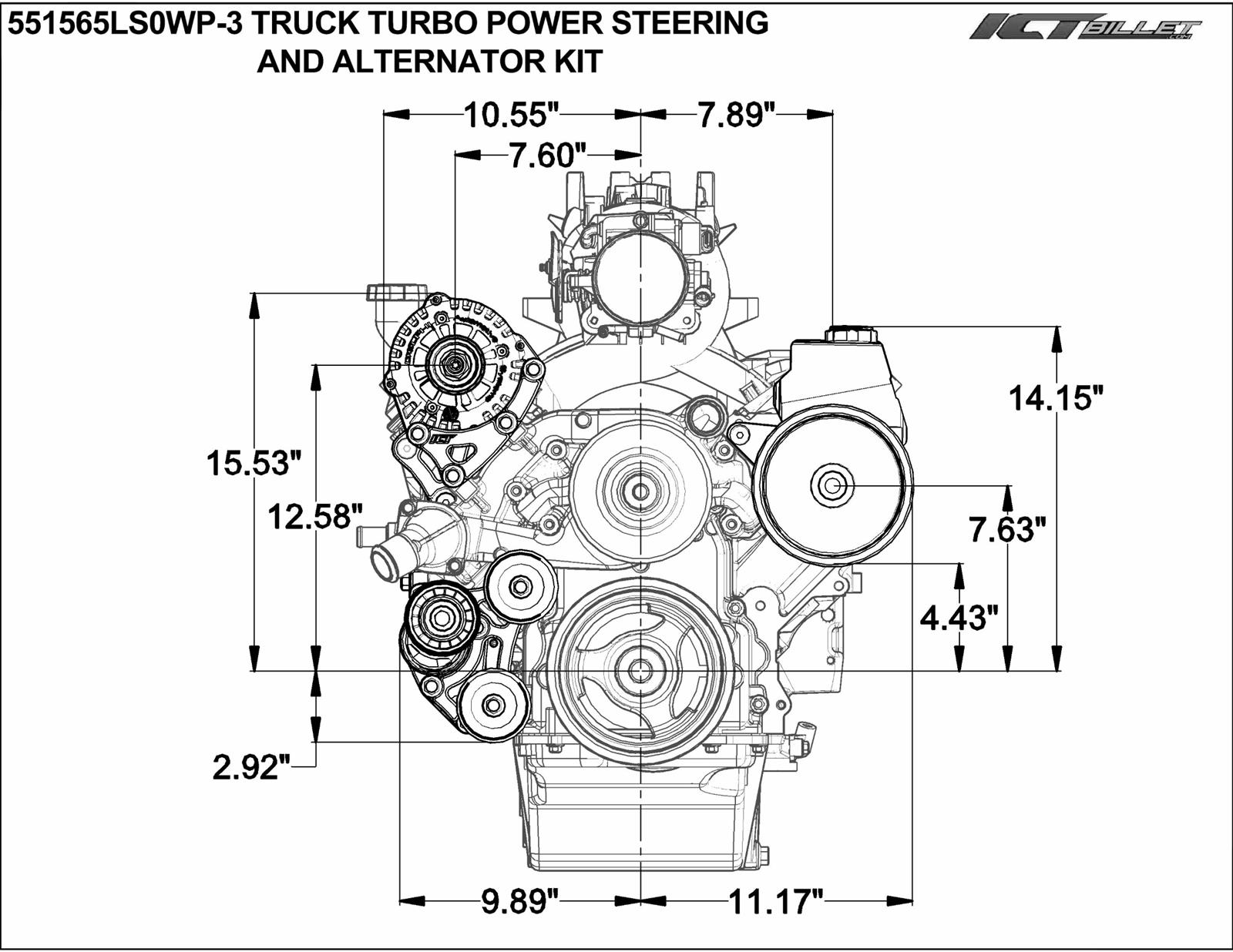 ICT Billet Alternator/Power Steering Bracket Kits 551565LS0WP-3