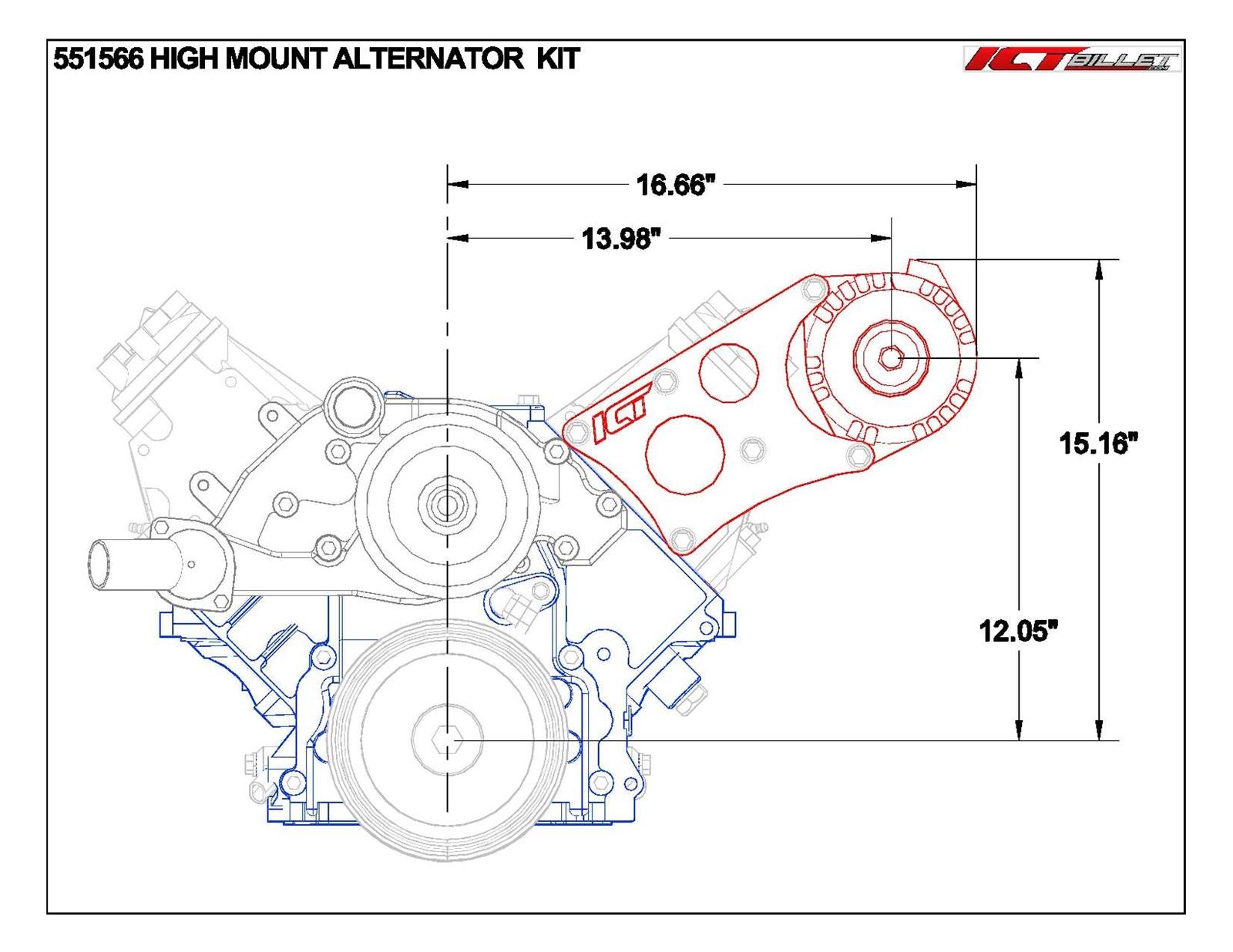 ICT Billet Alternator Brackets 551566-3