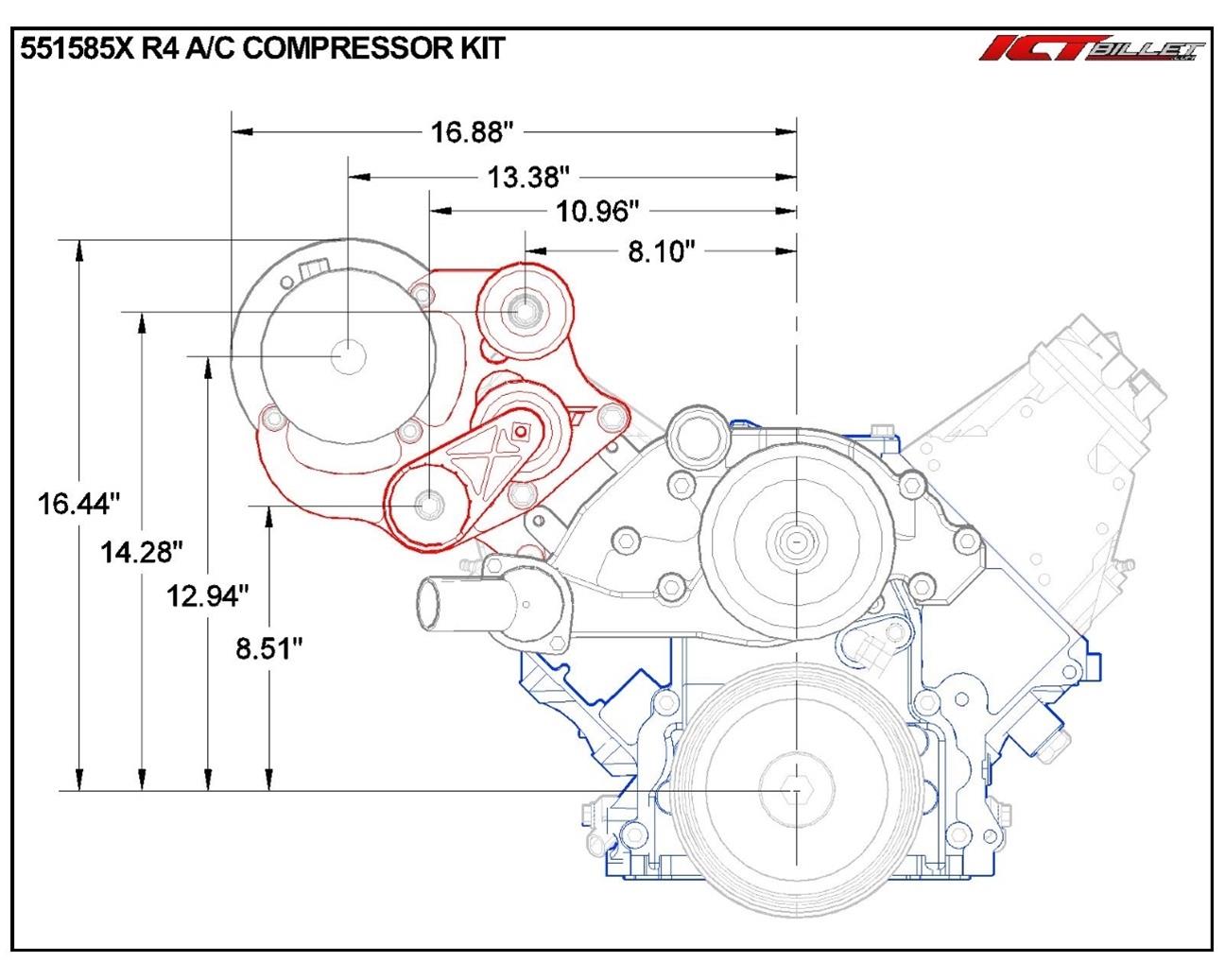 ICT Billet Air Conditioning Compressor Brackets 551585X-1
