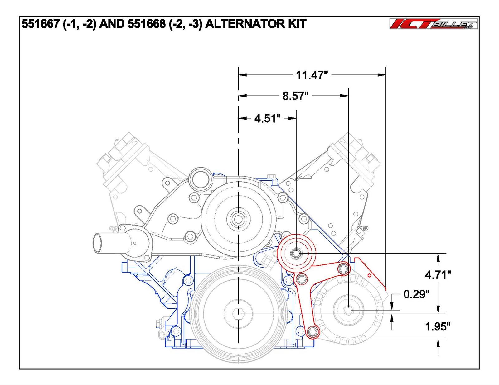 ICT Billet Alternator Brackets 551667-2
