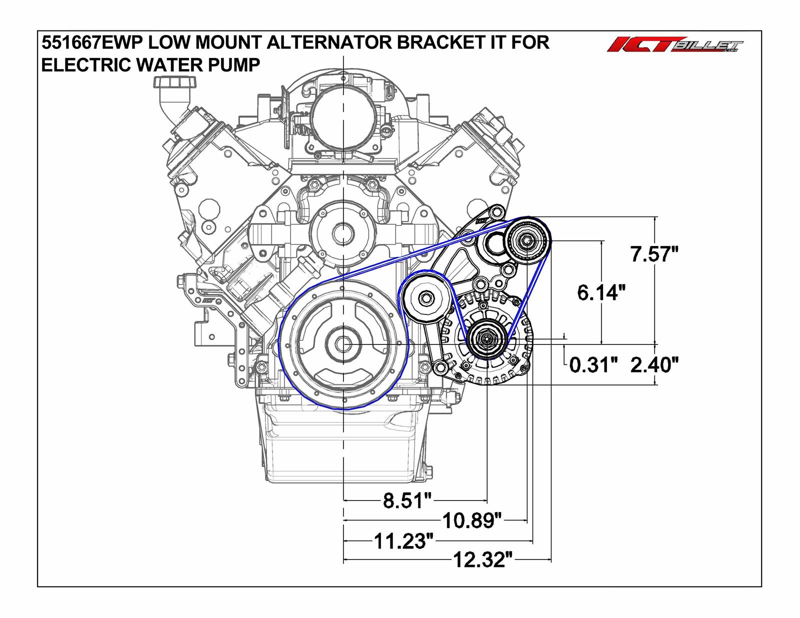 ICT Billet Alternator Brackets 551667EWP-2