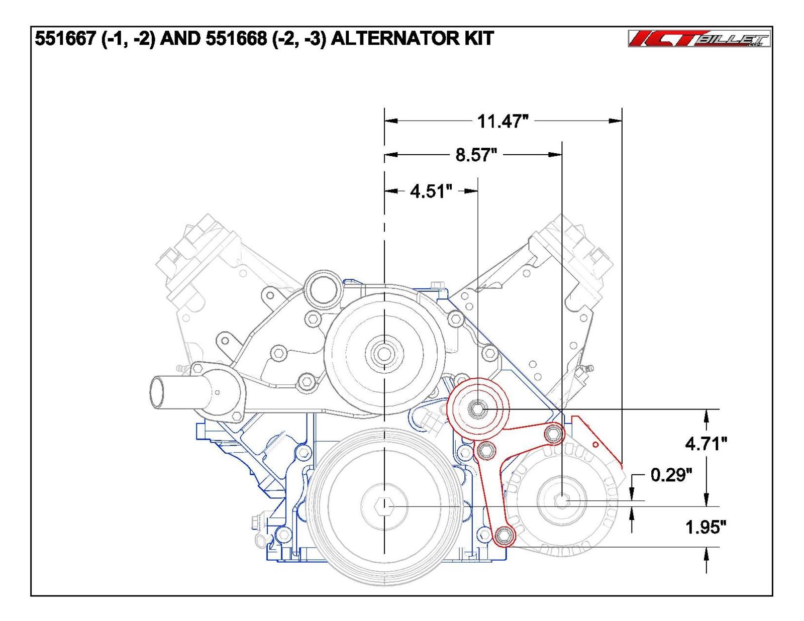 ICT Billet Alternator Brackets 551668-2