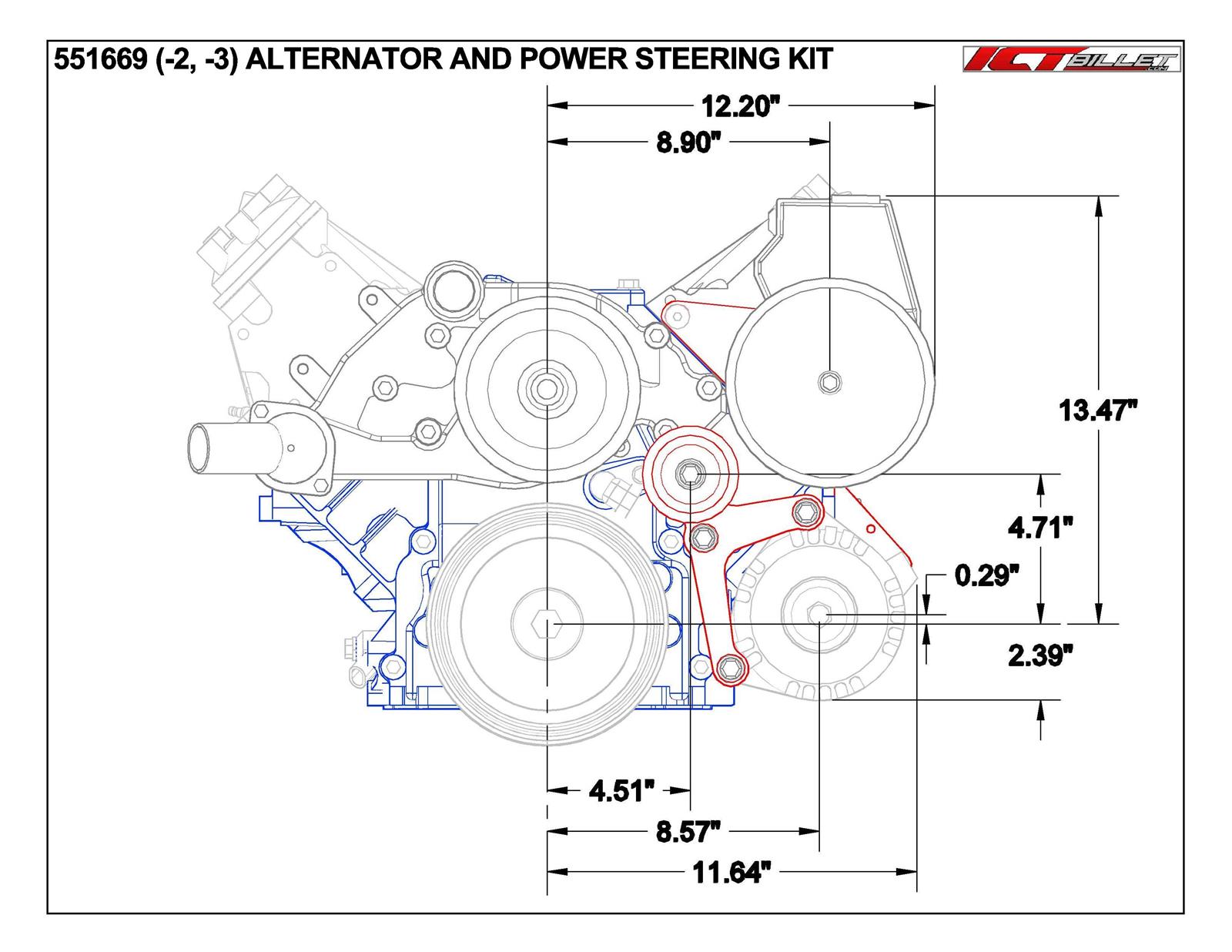 ICT Billet Alternator Brackets 551669-3