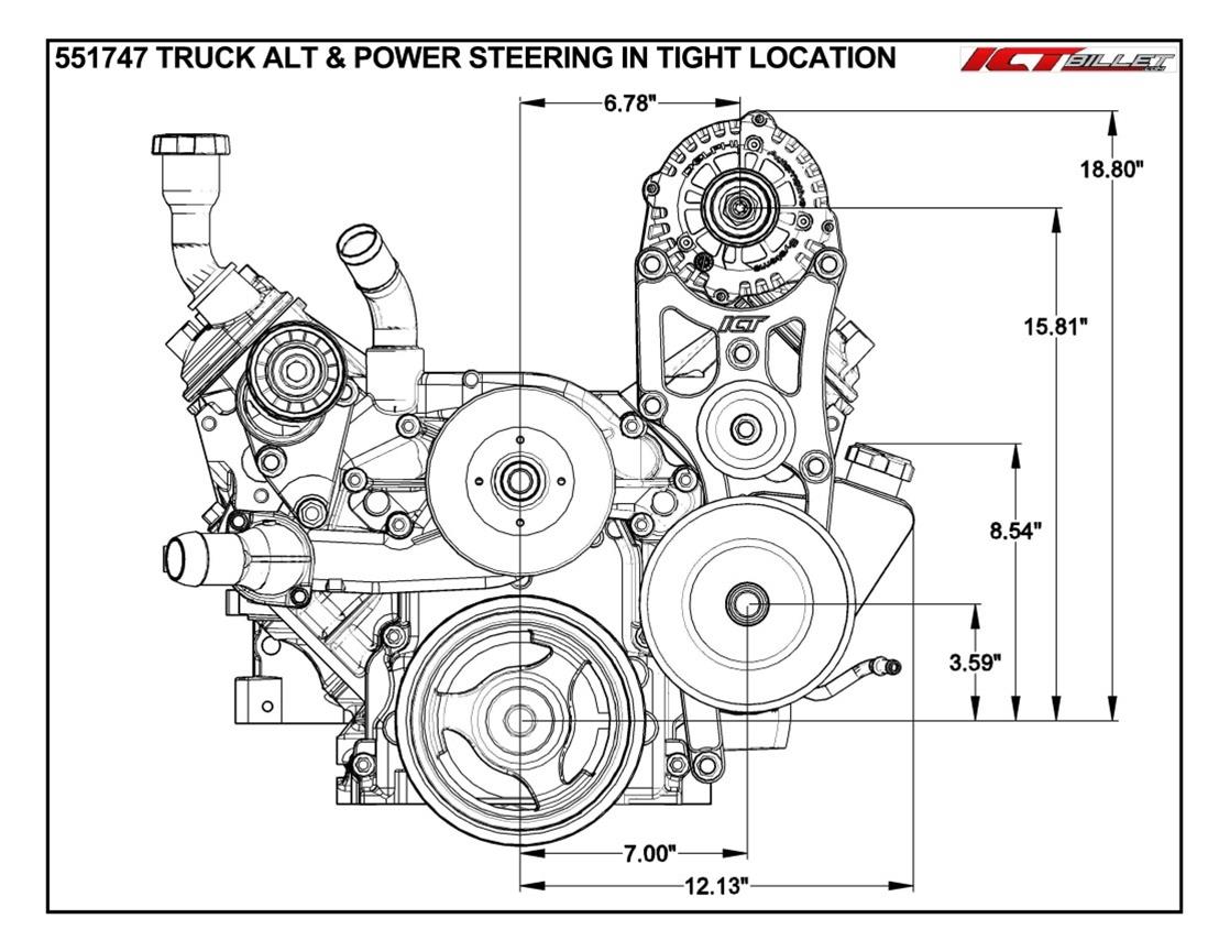 ICT Billet Alternator/Power Steering Bracket Kits 551747