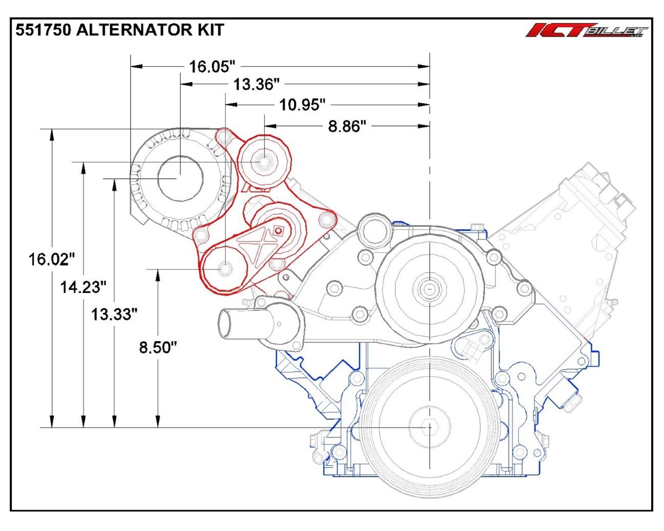 ICT Billet Alternator Brackets 551750-1