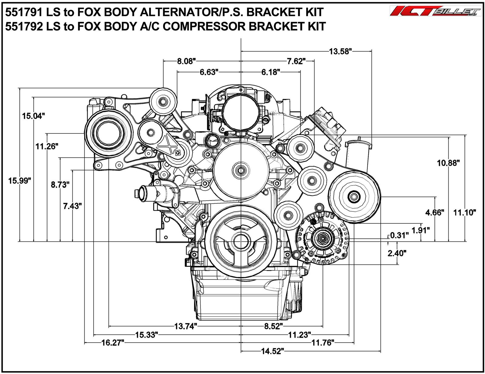 ICT Billet Alternator/Power Steering Bracket Kits 551791-3