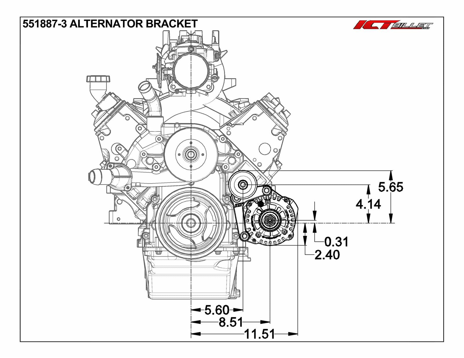 ICT Billet Alternator Brackets 551887-3