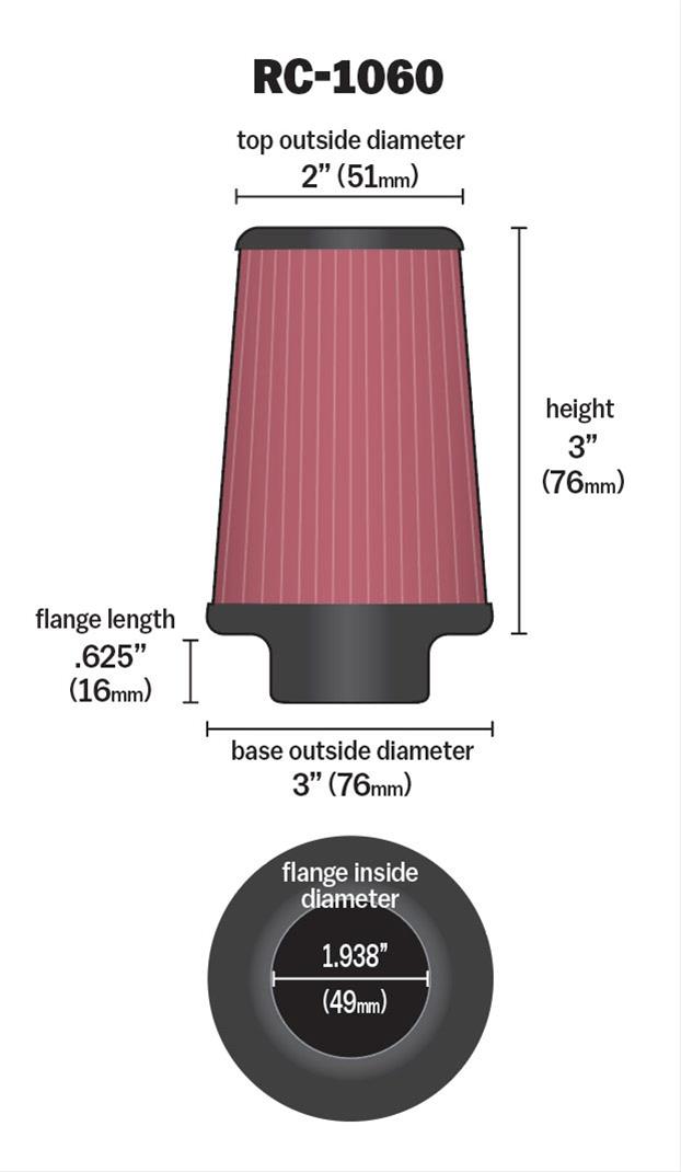 K&N Universal Performance Air Filters RC-1060