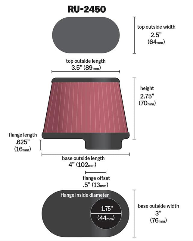 K&N Universal Performance Air Filters RU-2450