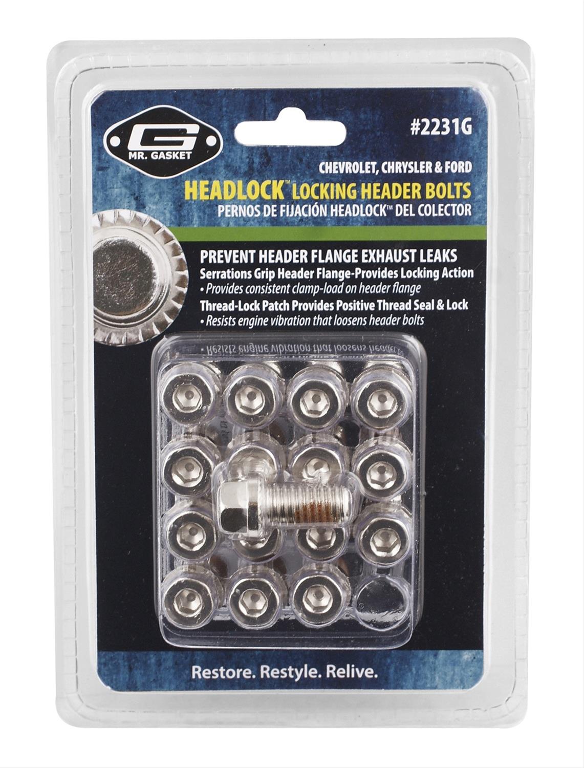 Mr. Gasket HEADLOCK Locking Header Bolts 2231G