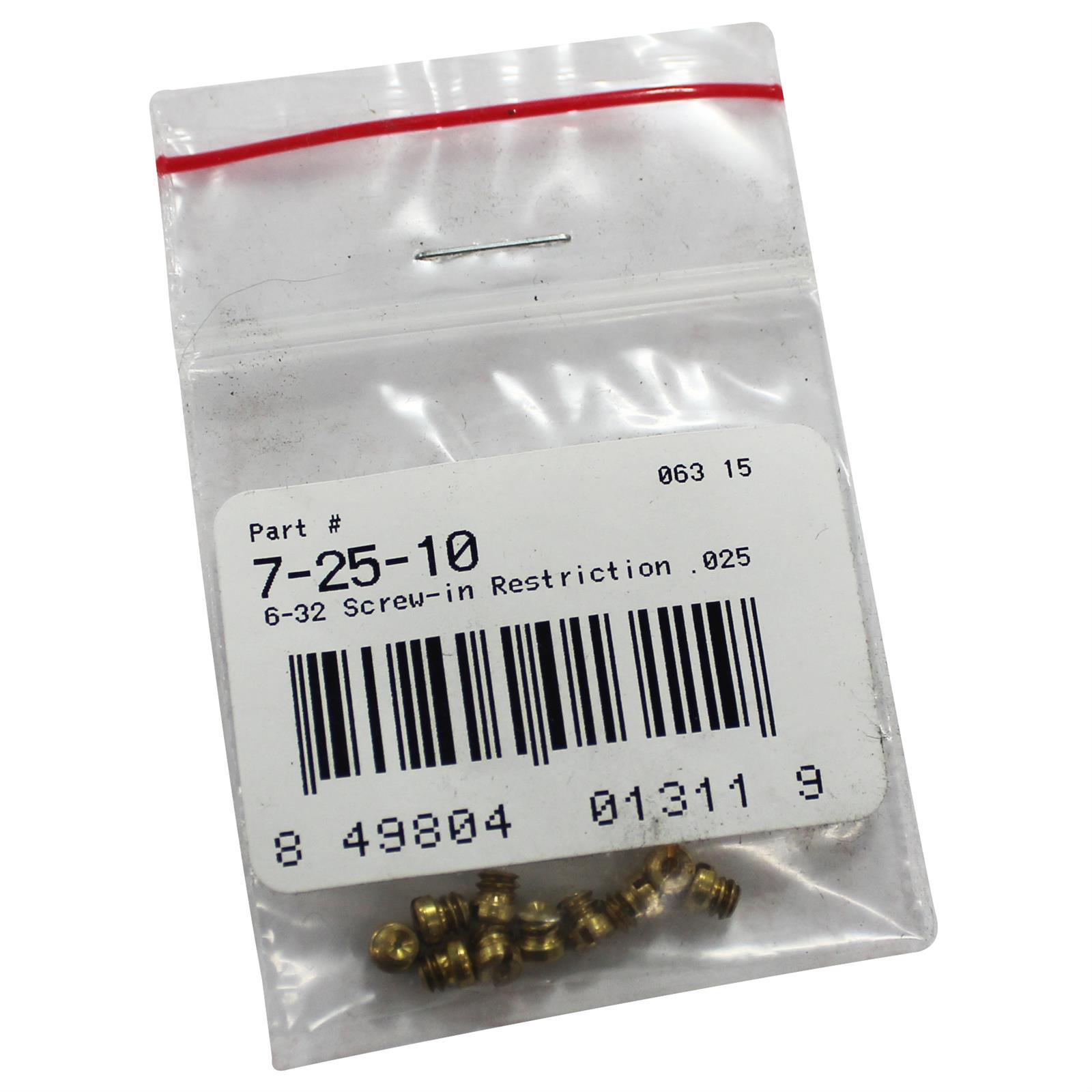 Quick Fuel Carburetor Idle Feed Restrictors 7-25-10QFT