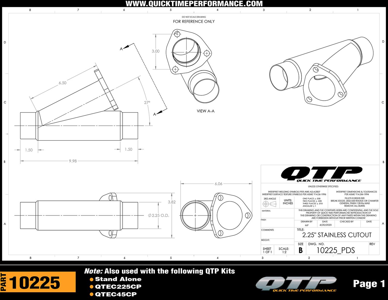 Quick Time Performance Electric Exhaust Cutouts QTEC45CP