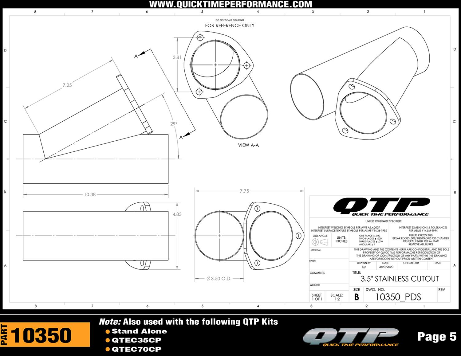 Quick Time Performance Electric Exhaust Cutouts QTEC70CP