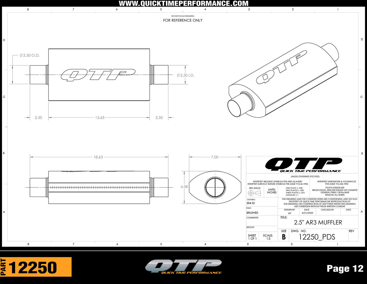 Quick Time Performance AR3 Mufflers 12250
