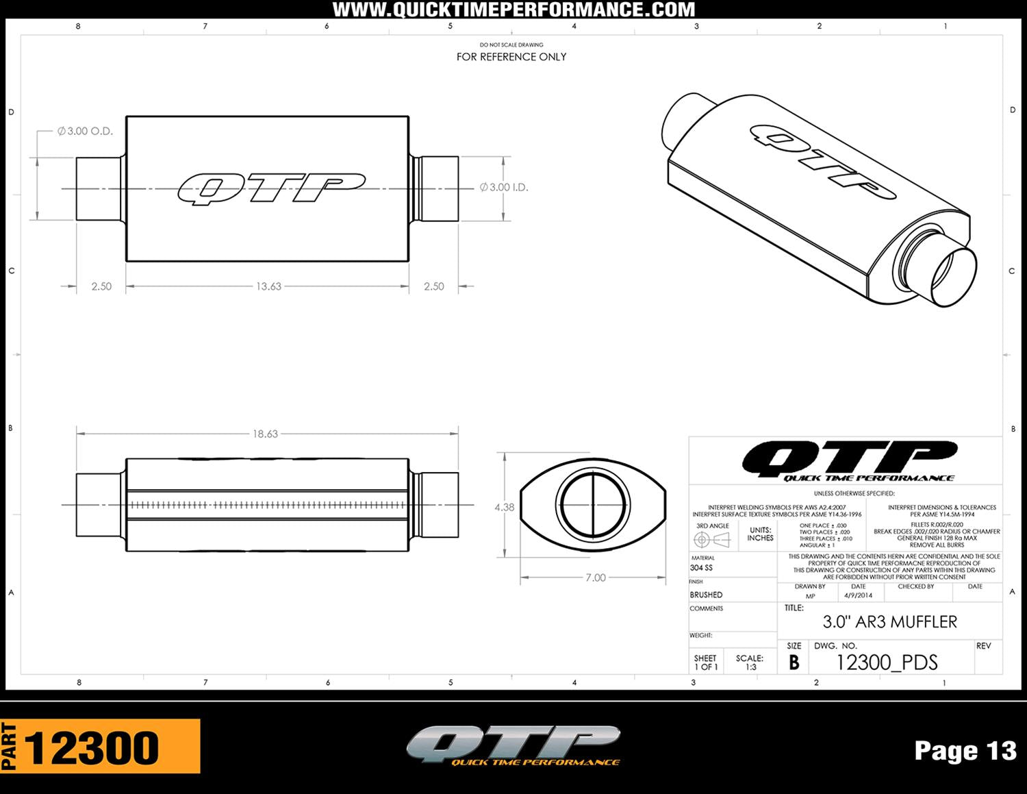 Quick Time Performance AR3 Mufflers 12300