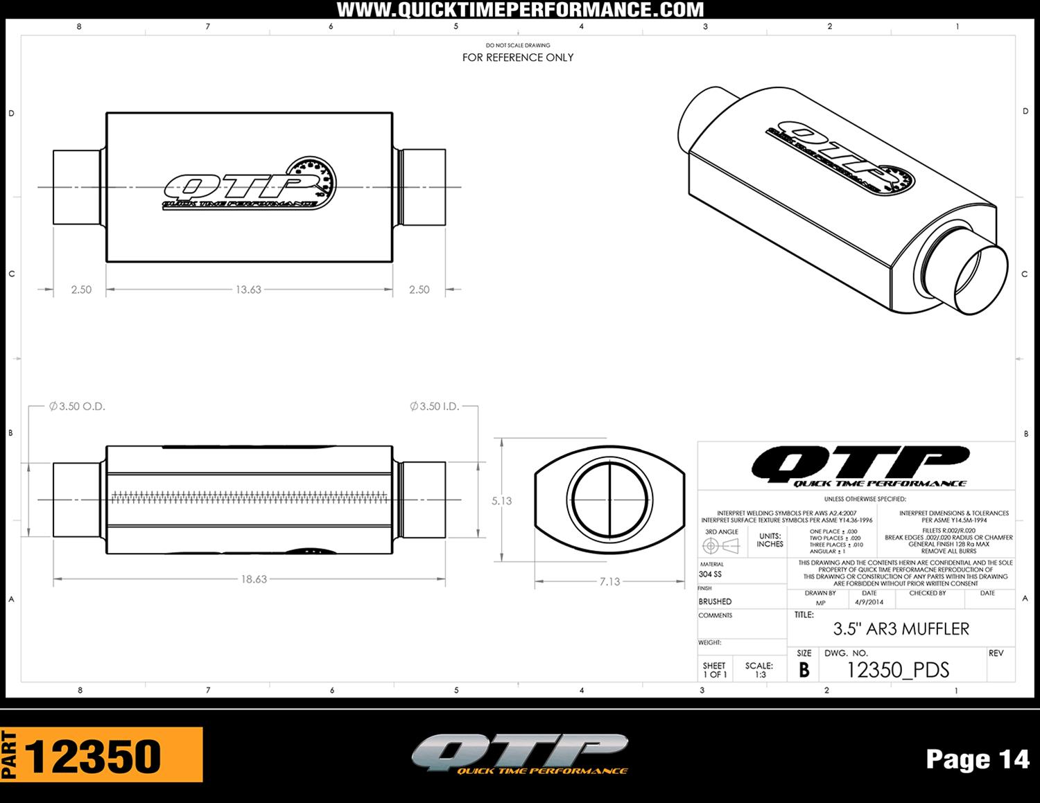 Quick Time Performance AR3 Mufflers 12350