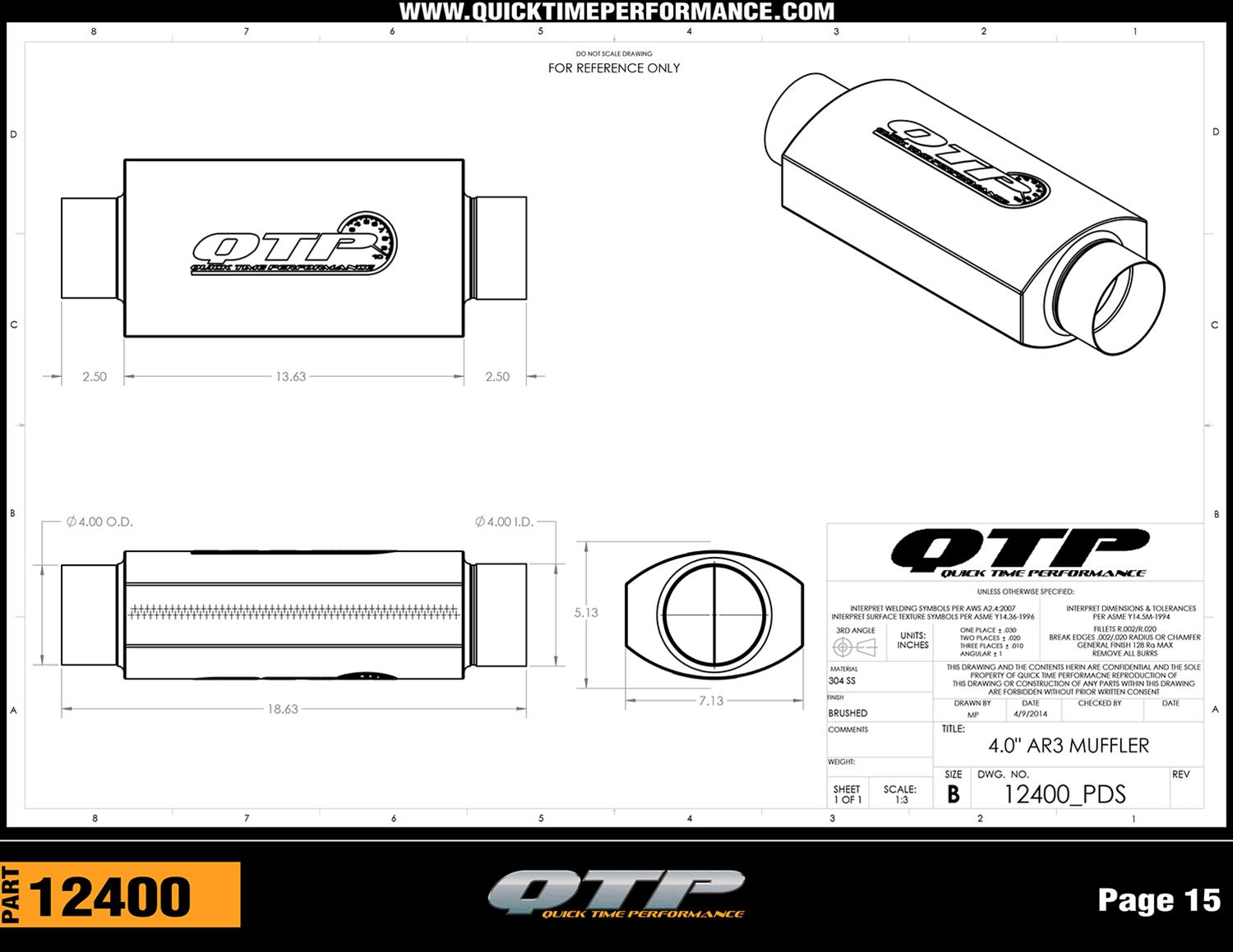 Quick Time Performance AR3 Mufflers 12400