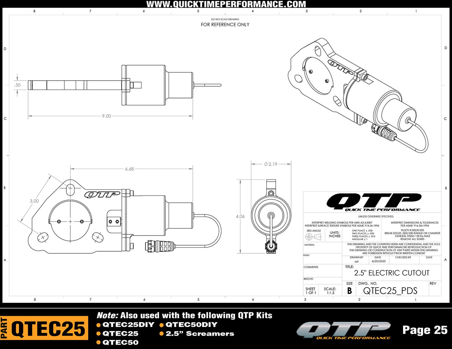 Quick Time Performance Electric Exhaust Cutouts QTEC50DIY