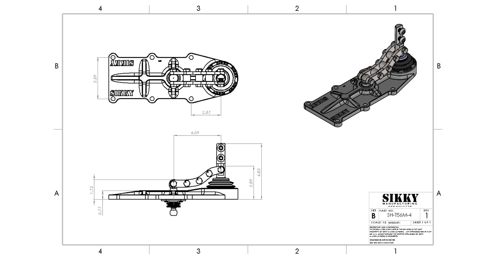 Sikky Manufacturing Relocation Short Throw Shifters SH-T56M-4
