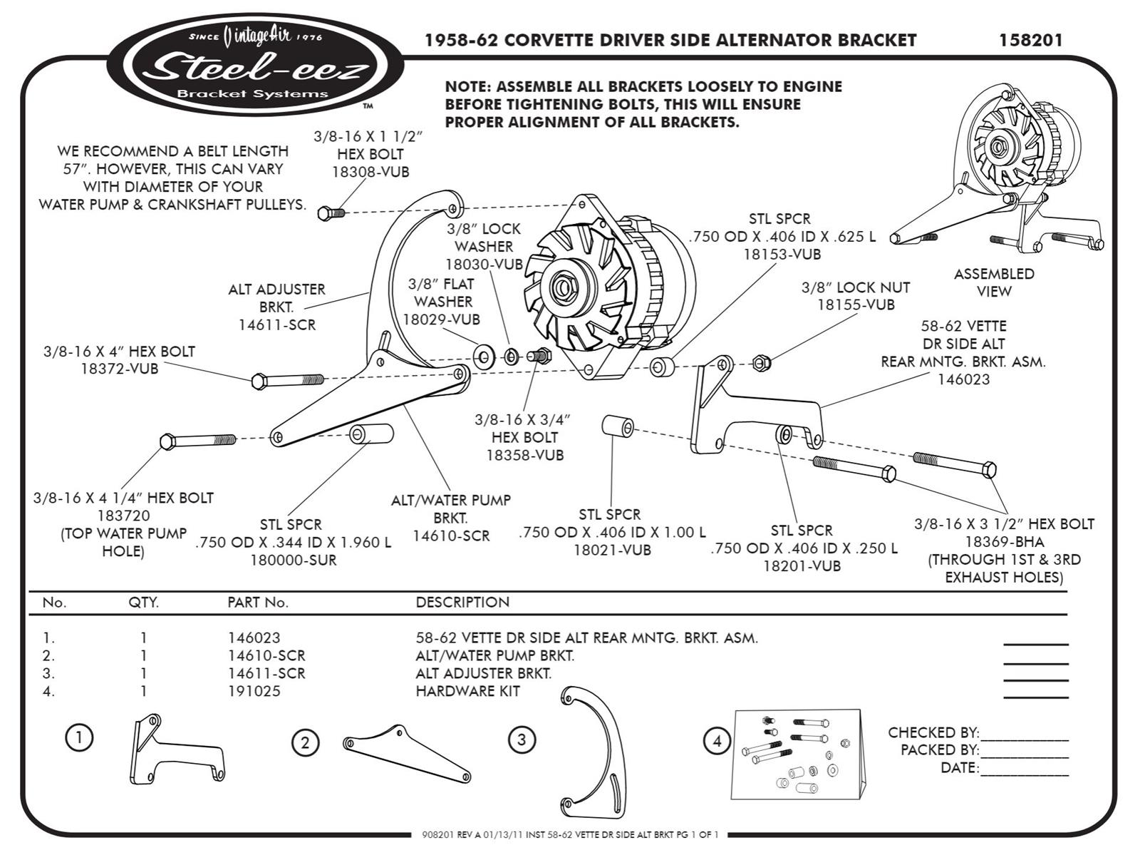 Vintage Air Alternator Brackets 158201