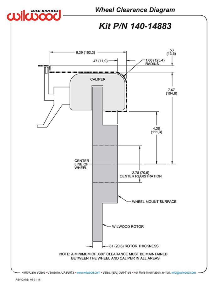 Wilwood Forged Narrow Superlite 4R-MC4 Big Brake Rear Parking Brake Kits 140-14883-D