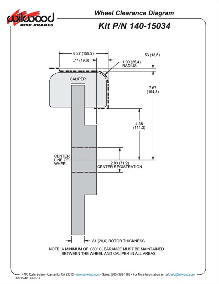 Wilwood Dynapro Radial-MC4 Rear Parking Brake Kits 140-15034