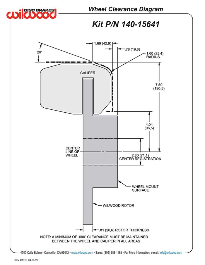 Wilwood D154 Rear Parking Brake Kits 140-15641-DR