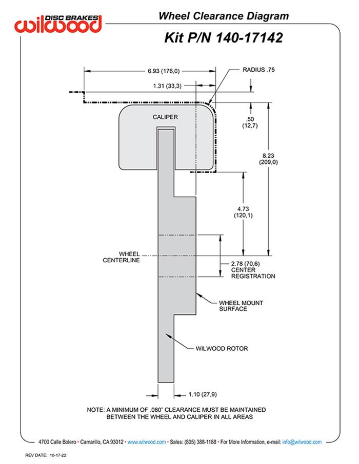 Wilwood AERO4-MC4 Big Brake Rear Parking Brake Kits 140-17142-DR