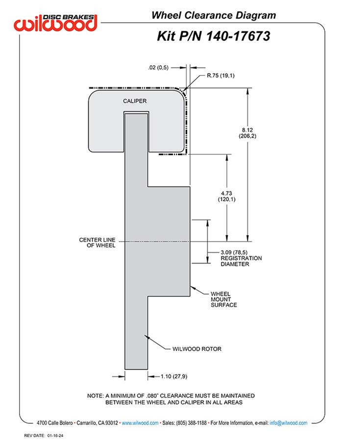 Wilwood AERO4 Big Brake Rear Parking Brake Kits 140-17673-R