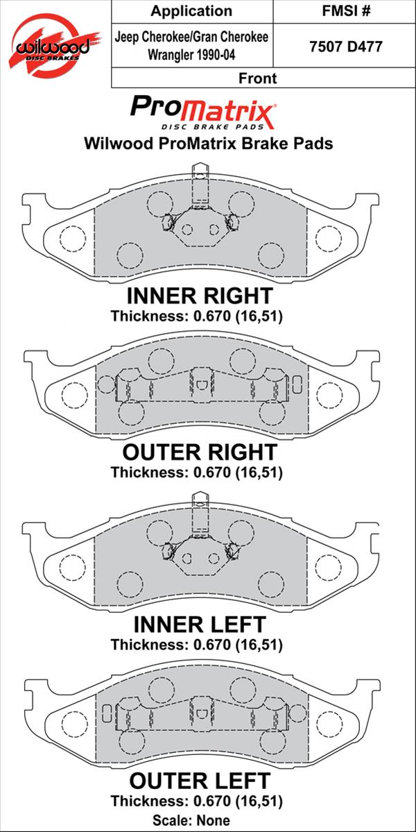 Wilwood ProMatrix Brake Pads 150-D0477K