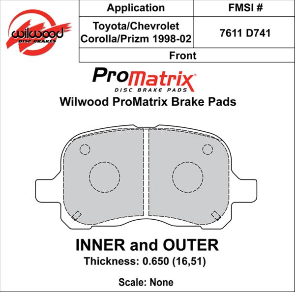 Wilwood ProMatrix Brake Pads 150-D0741K