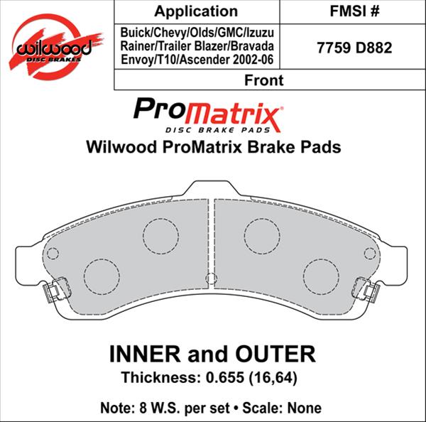 Wilwood ProMatrix Brake Pads 150-D0882K