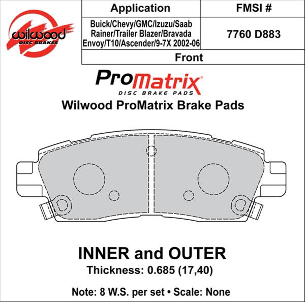 Wilwood ProMatrix Brake Pads 150-D0883K