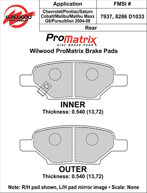Wilwood ProMatrix Brake Pads 150-D1033K