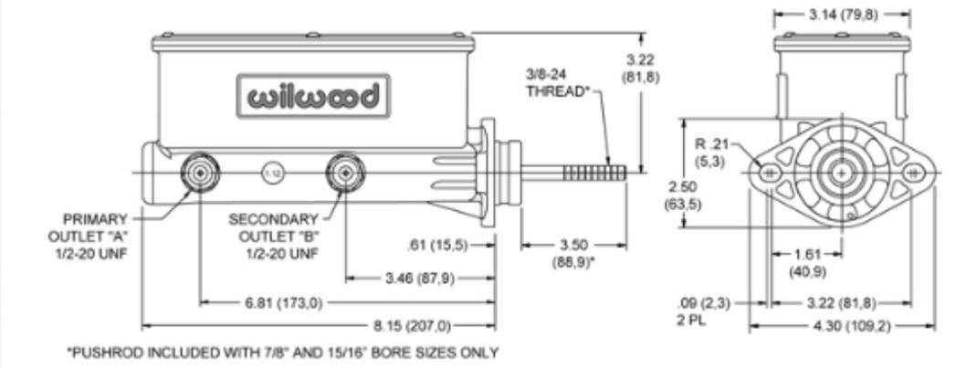 Wilwood Aluminum Tandem Master Cylinders 260-13375-BK