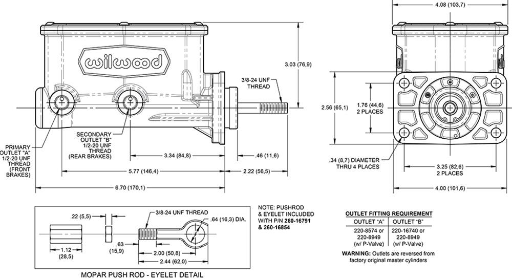 Wilwood Aluminum Master Cylinders 260-16791-P