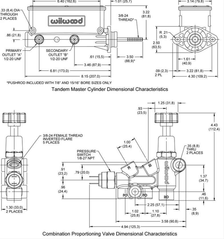 Wilwood Aluminum Tandem Master Cylinders 261-13626-BK
