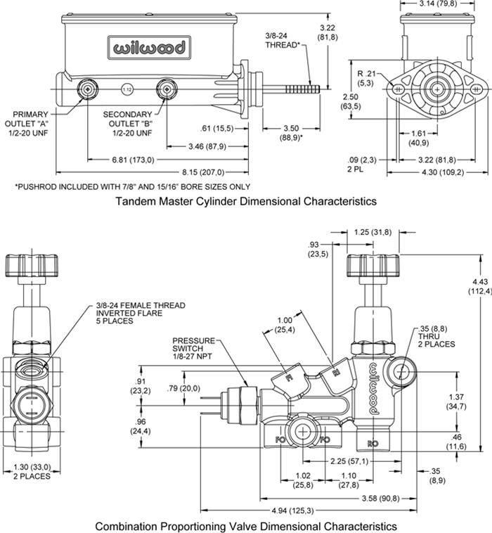 Wilwood Aluminum Tandem Master Cylinders 261-13626