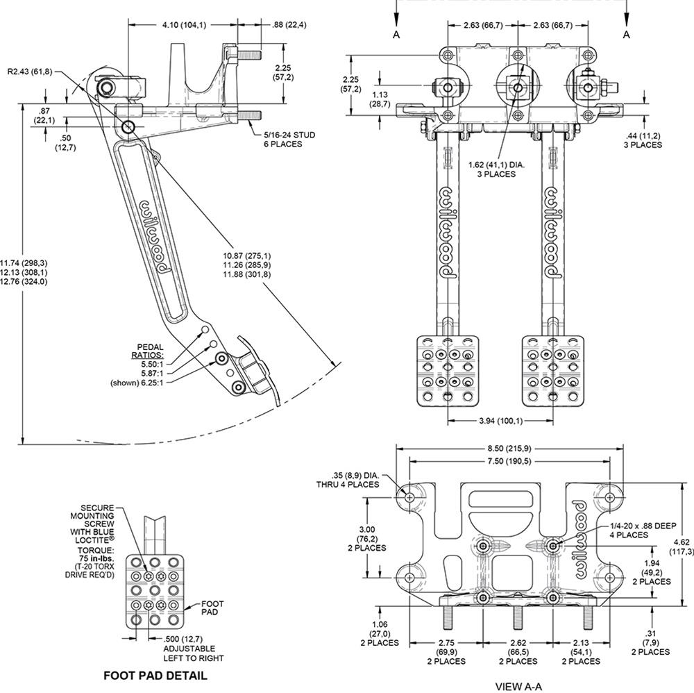 Wilwood Swing Mount Pedal Assemblies 340-16385