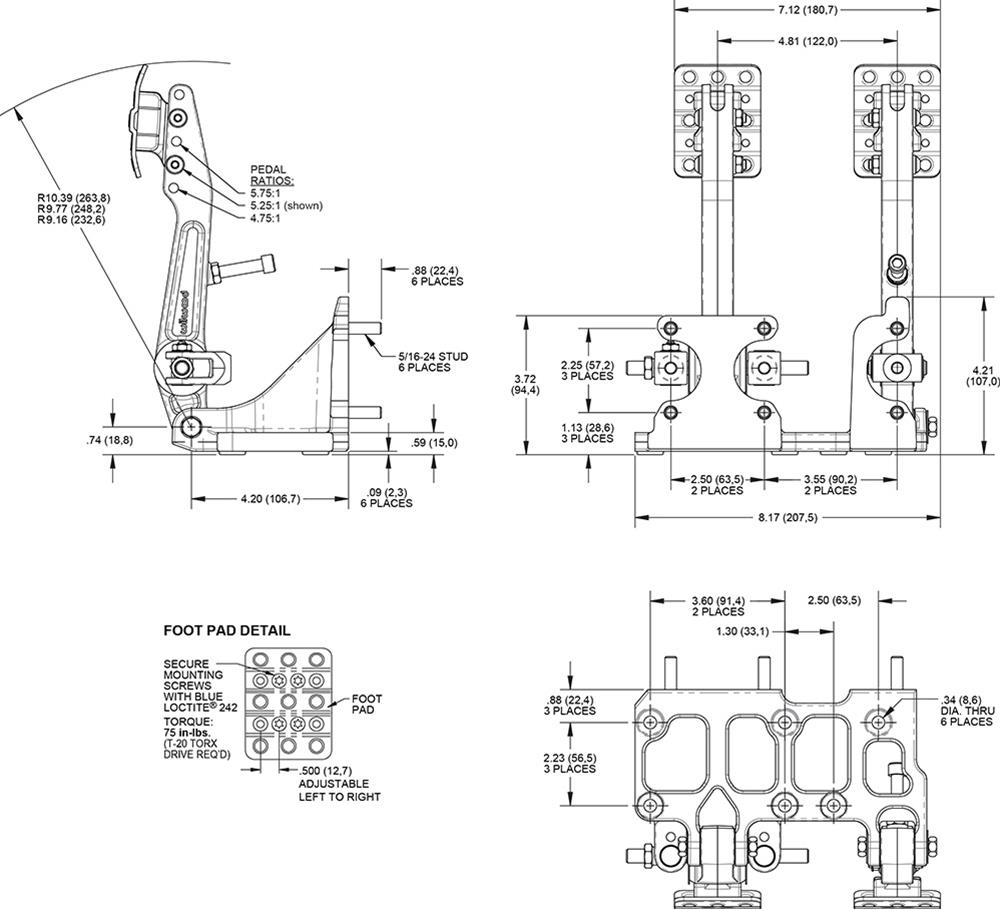 Wilwood Brake/Clutch Pedal Assemblies 340-16606