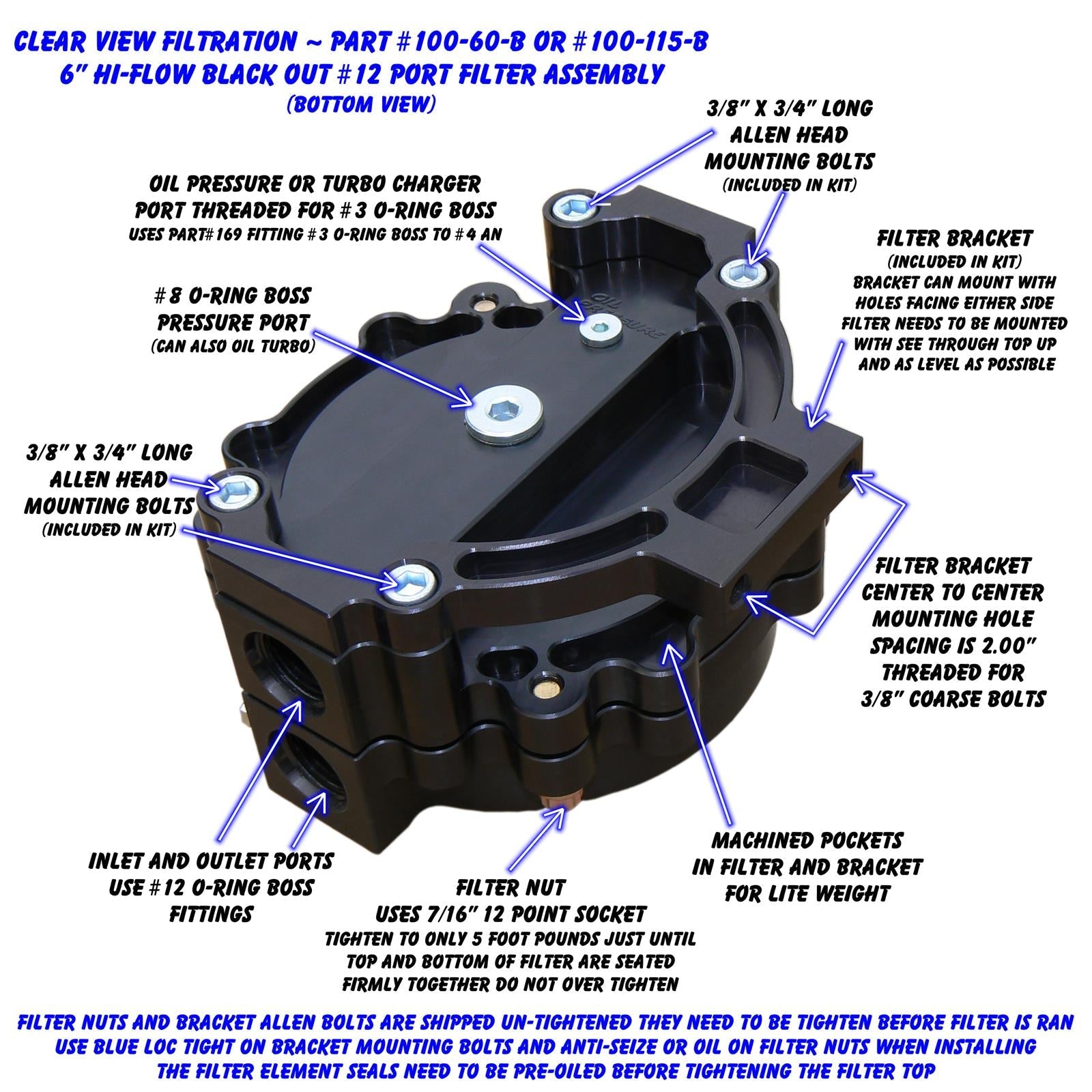 Clear View Filtration See Through Oil Filters 100-115-B
