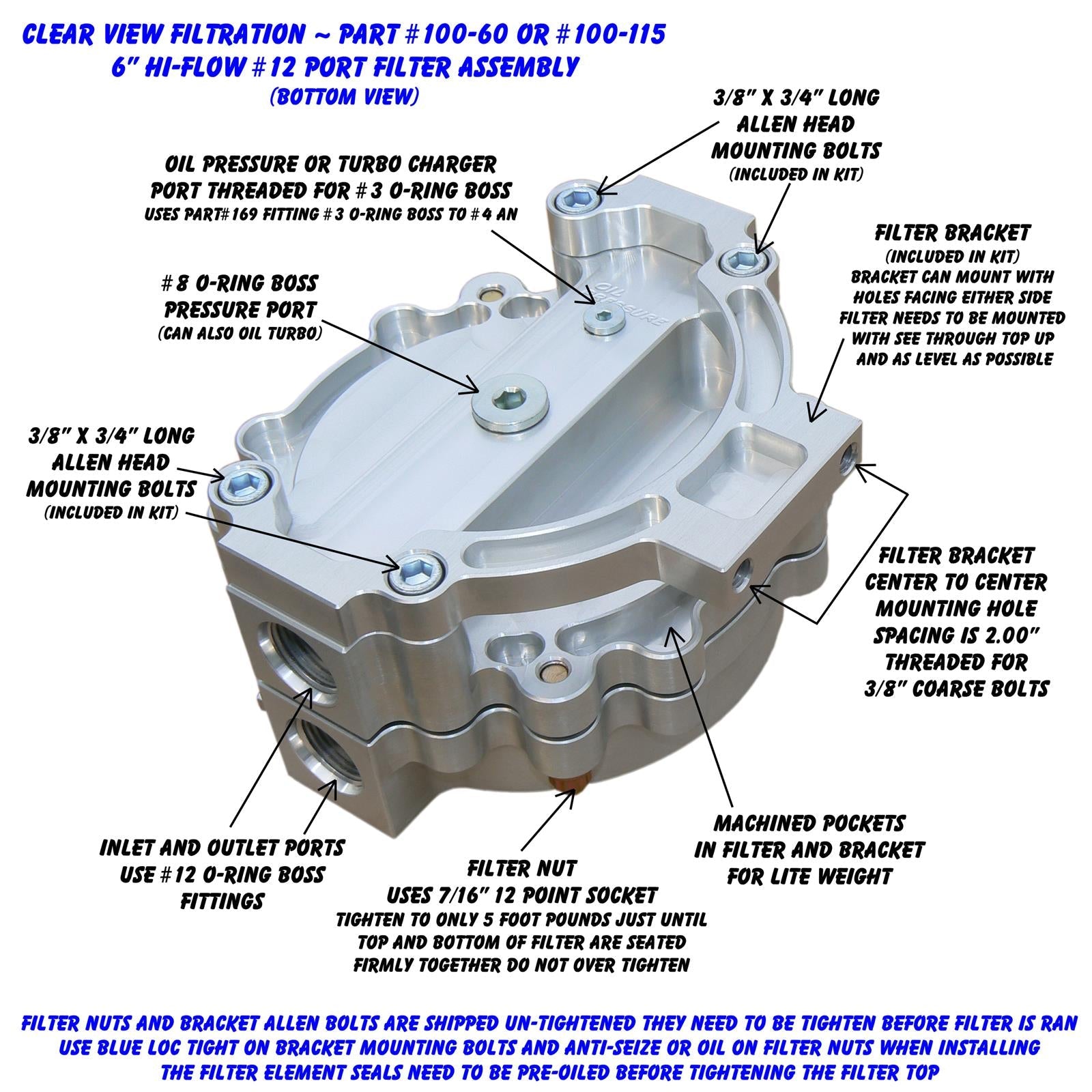 Clear View Filtration See Through Oil Filters 100-60