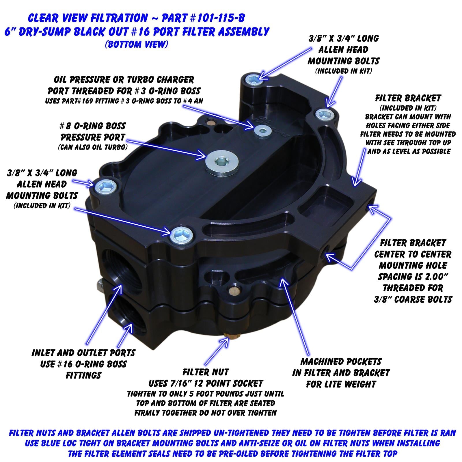 Clear View Filtration See Through Oil Filters 101-115-B