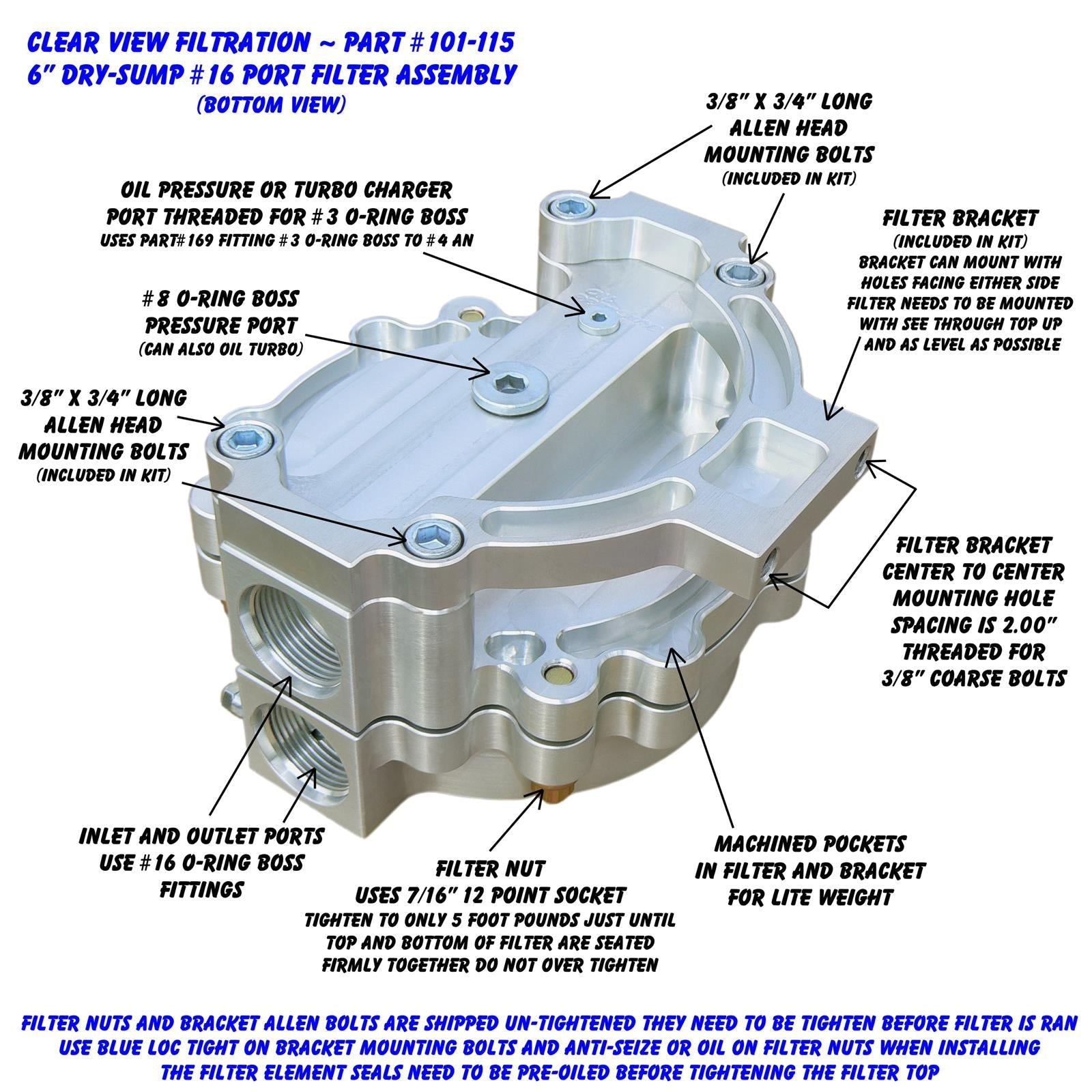 Clear View Filtration See Through Oil Filters 101-115