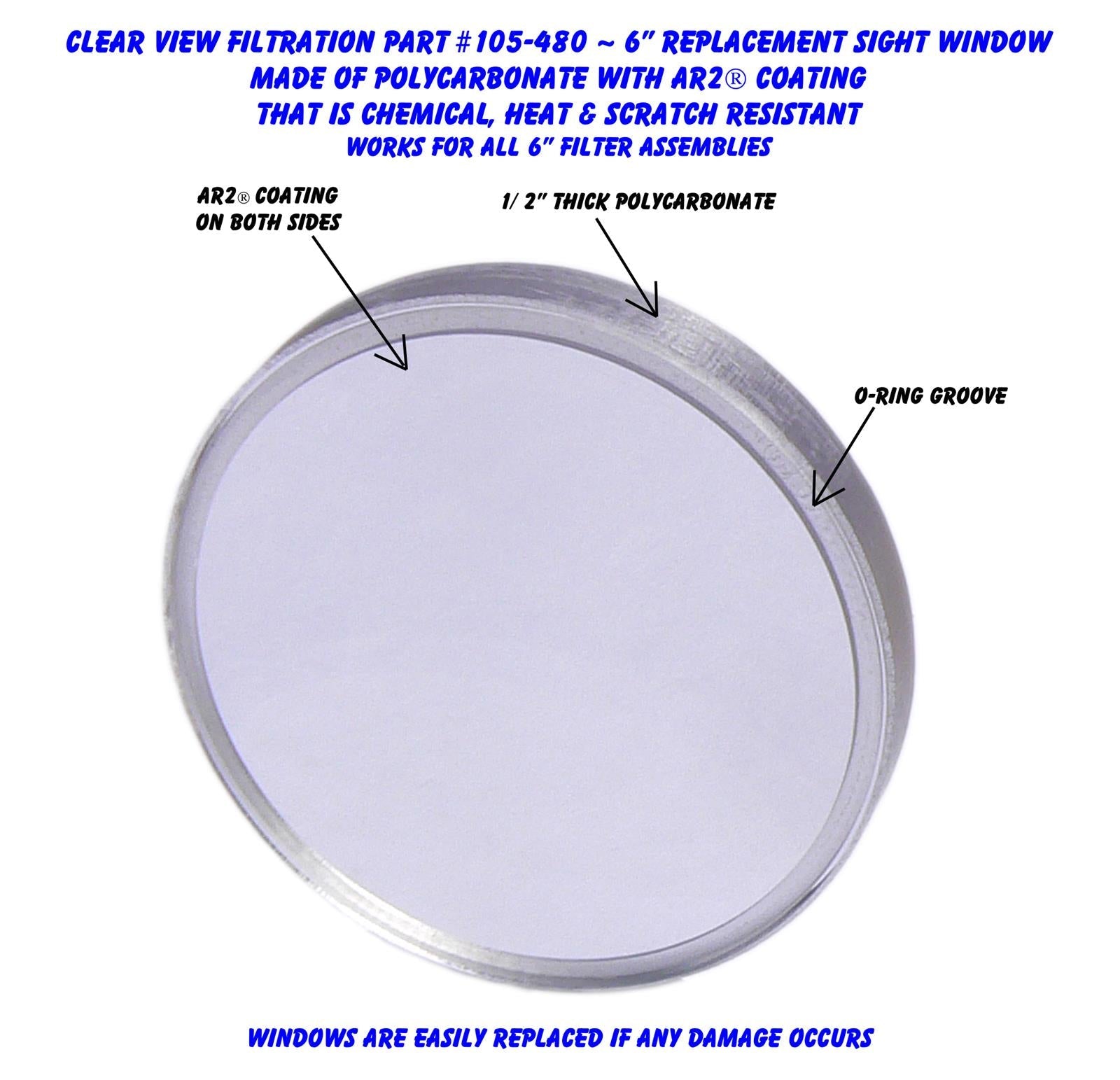 Clear View Filtration See Through Oil Filter Sight Windows 105-480