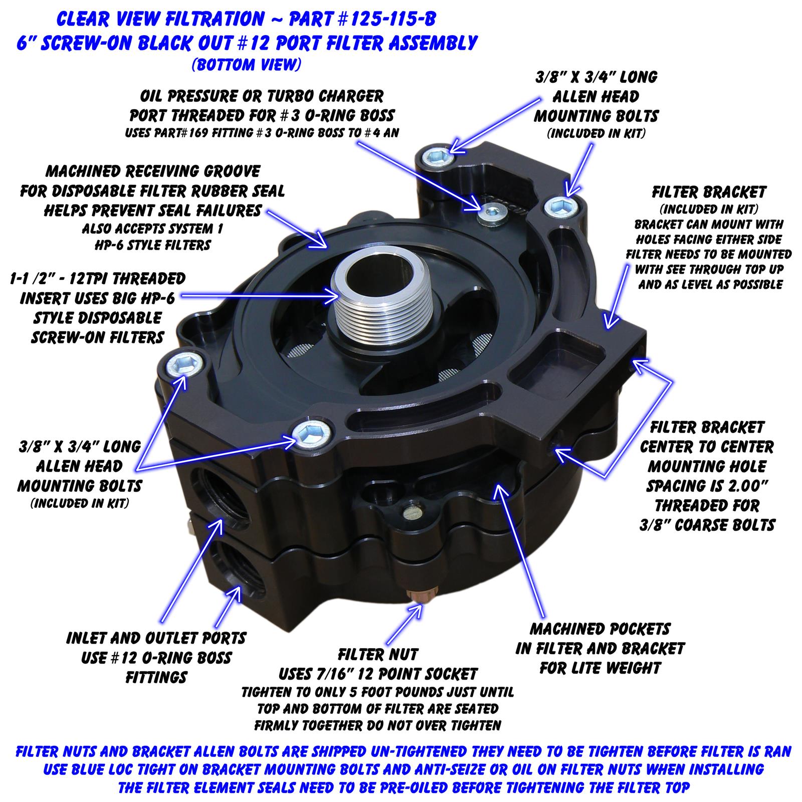 Clear View Filtration Screw-On See Through Oil Filters 126-380B