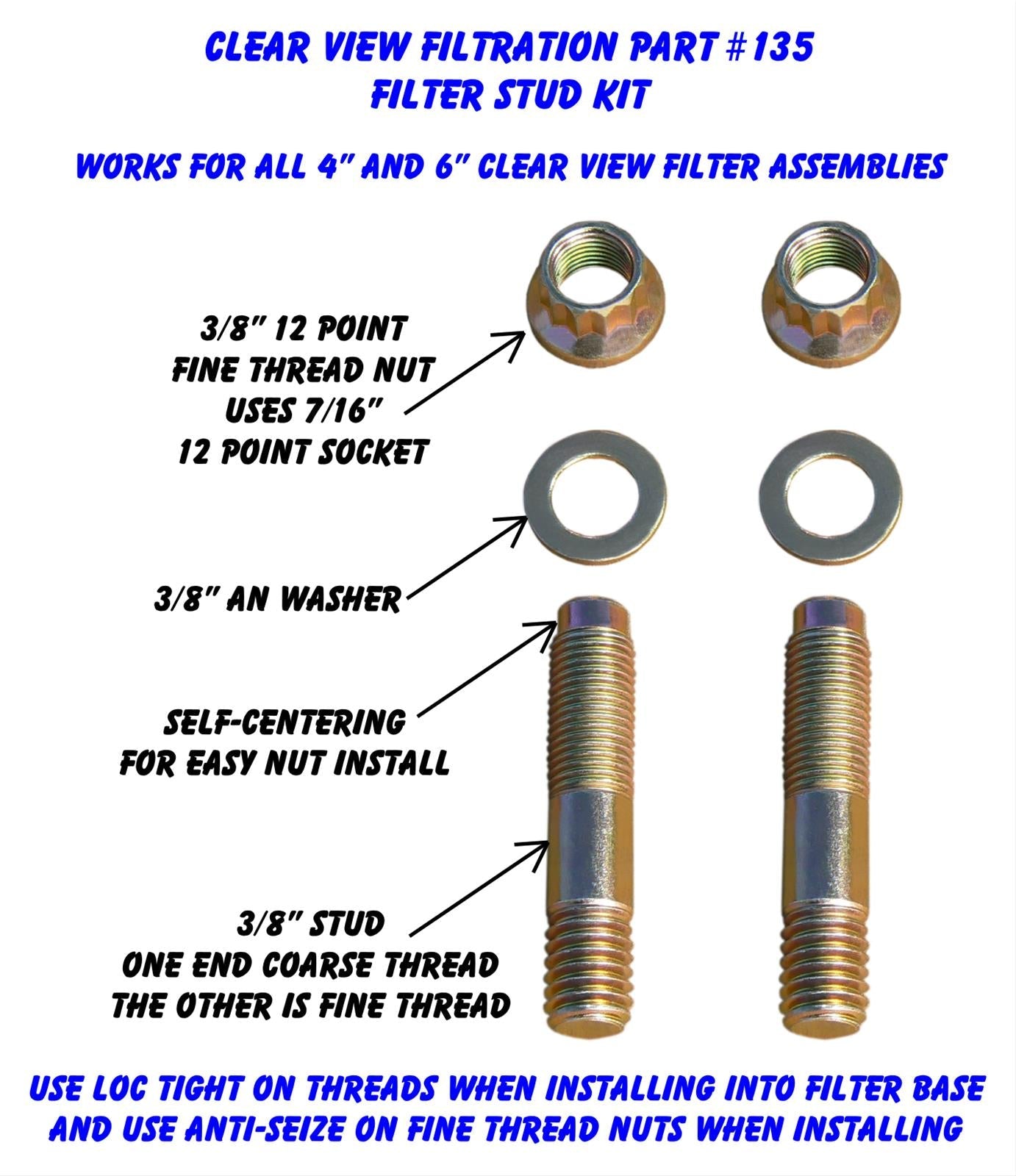 Clear View Filtration Housing Studs 135