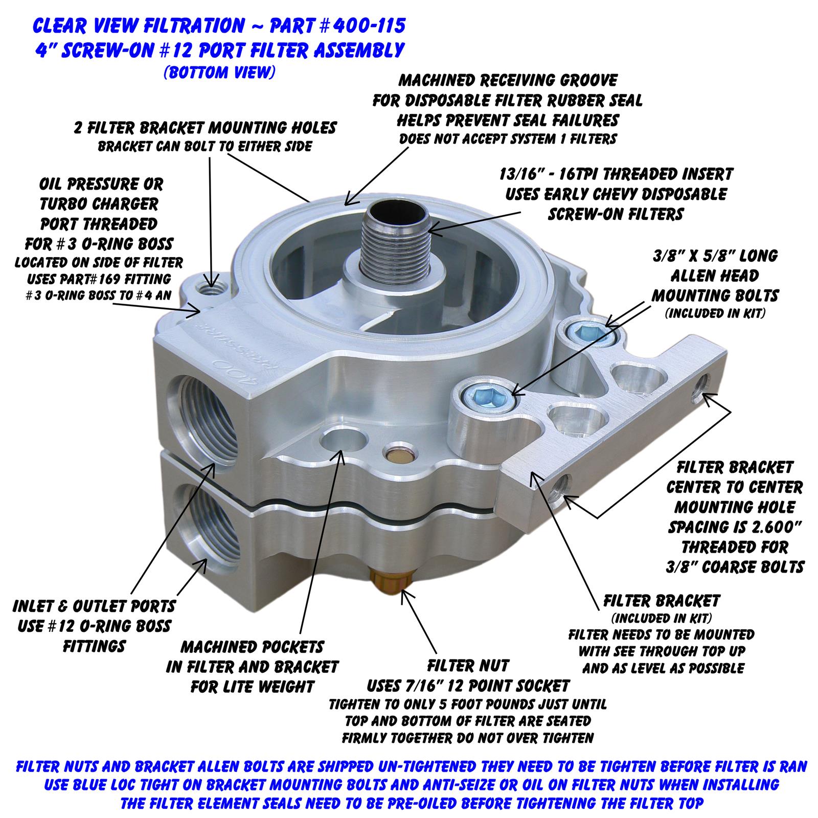 Clear View Filtration Screw-On See Through Oil Filters 400-115