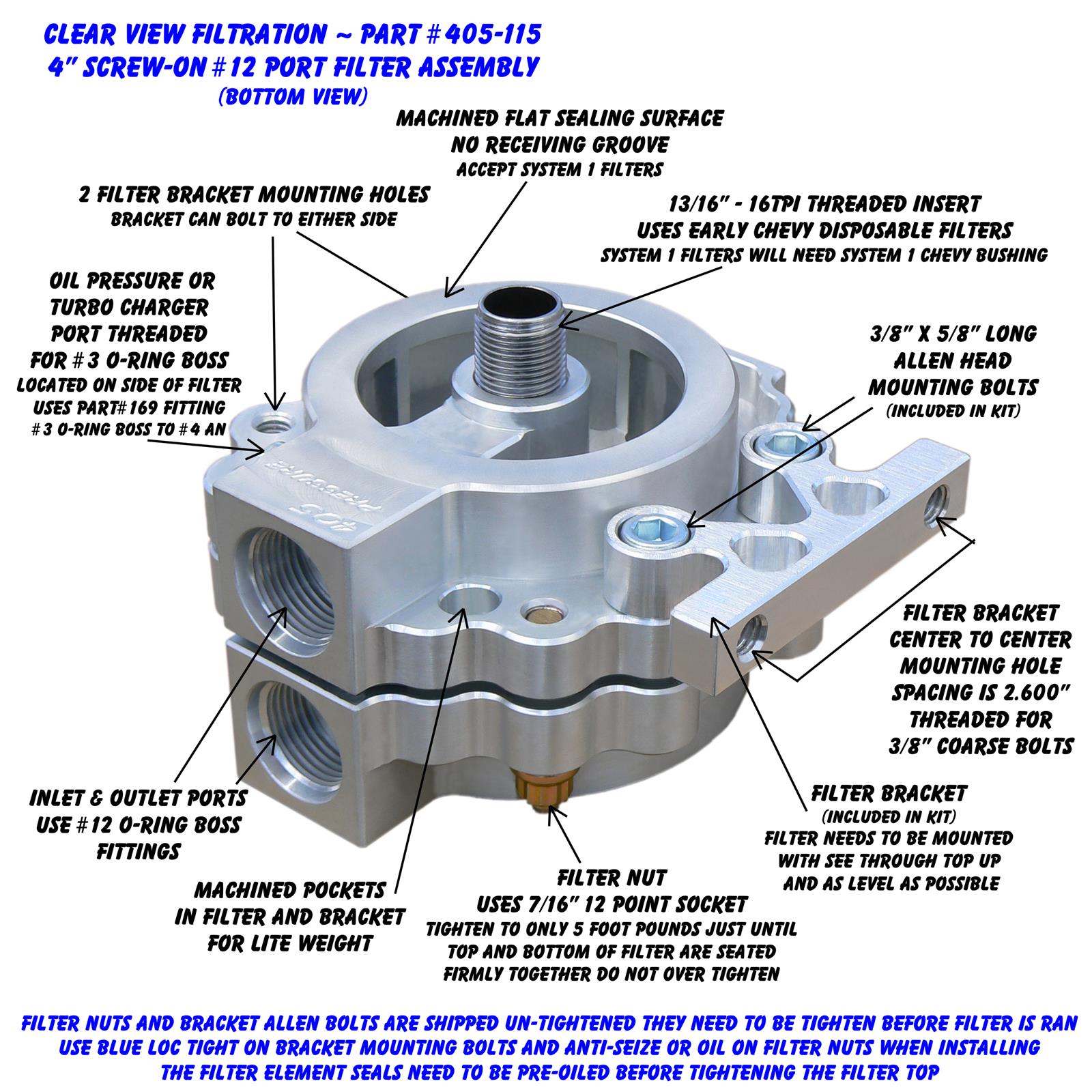 Clear View Filtration Screw-On See Through Oil Filters 405-115