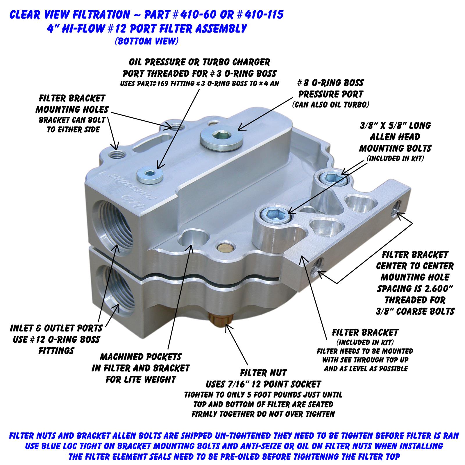 Clear View Filtration See Through Oil Filters 410-60